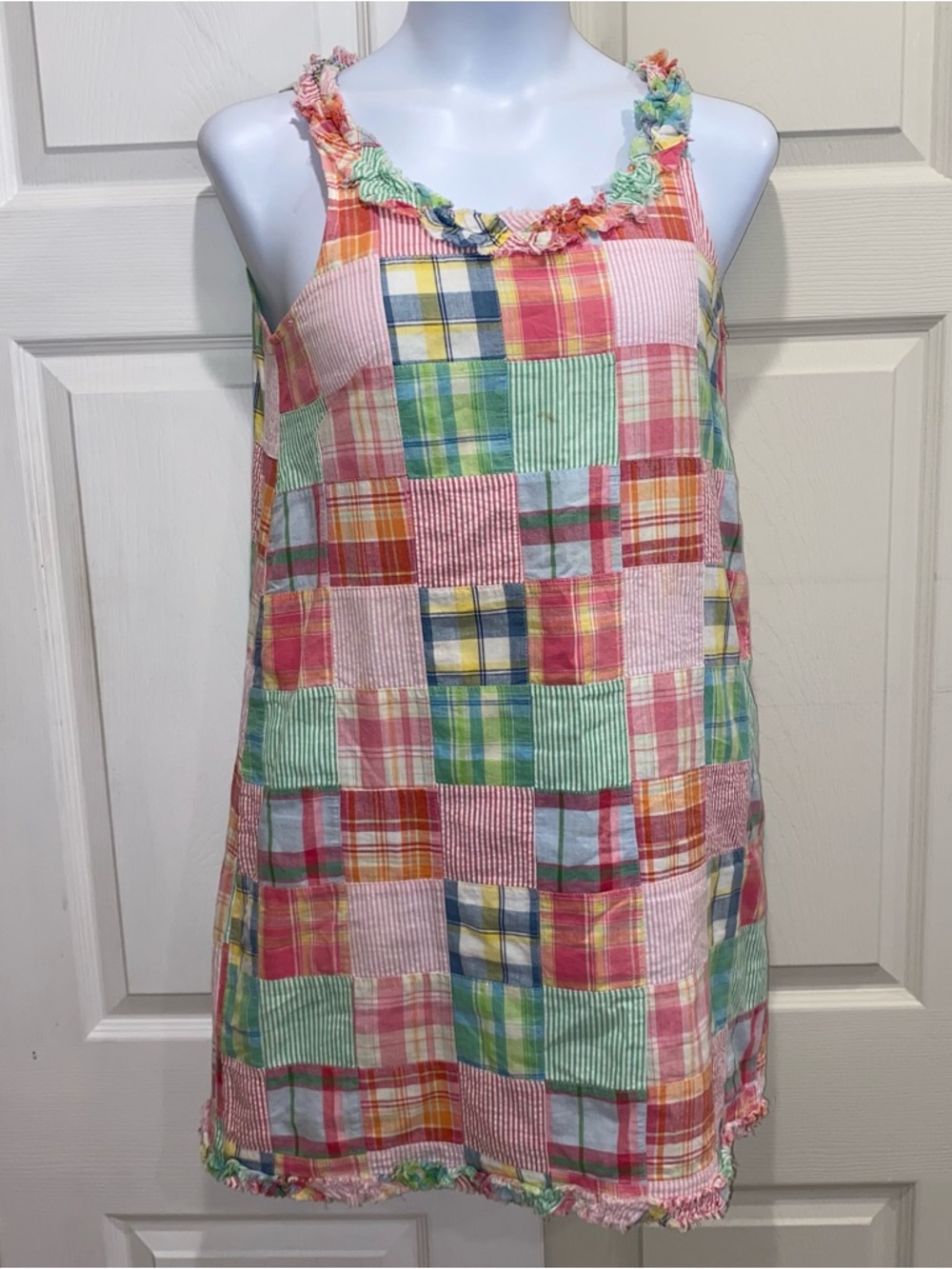 Girls Patchwork Ruffle-Trim Sundress - Multicolor